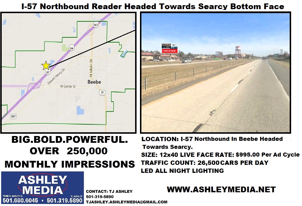 I-57 southbound Beebe toward Cabot NLR billboard