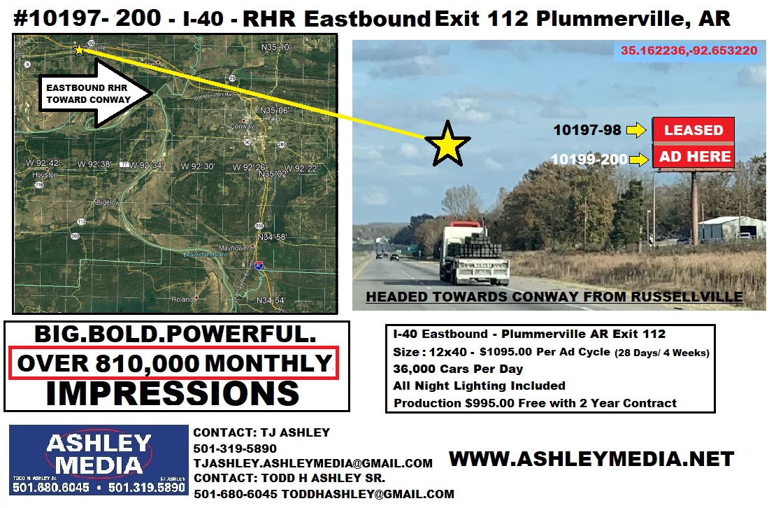 I-40 Eastbound Mile Marker 142 cross reader top face Maumelle