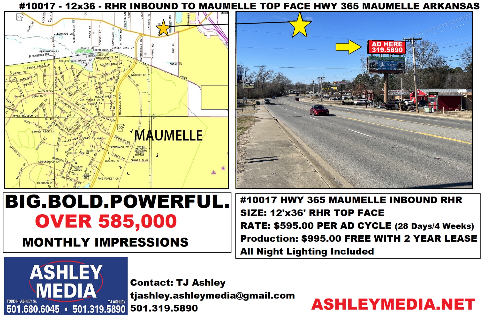 Hwy 365 Maumelle inbound RHR top face billboard