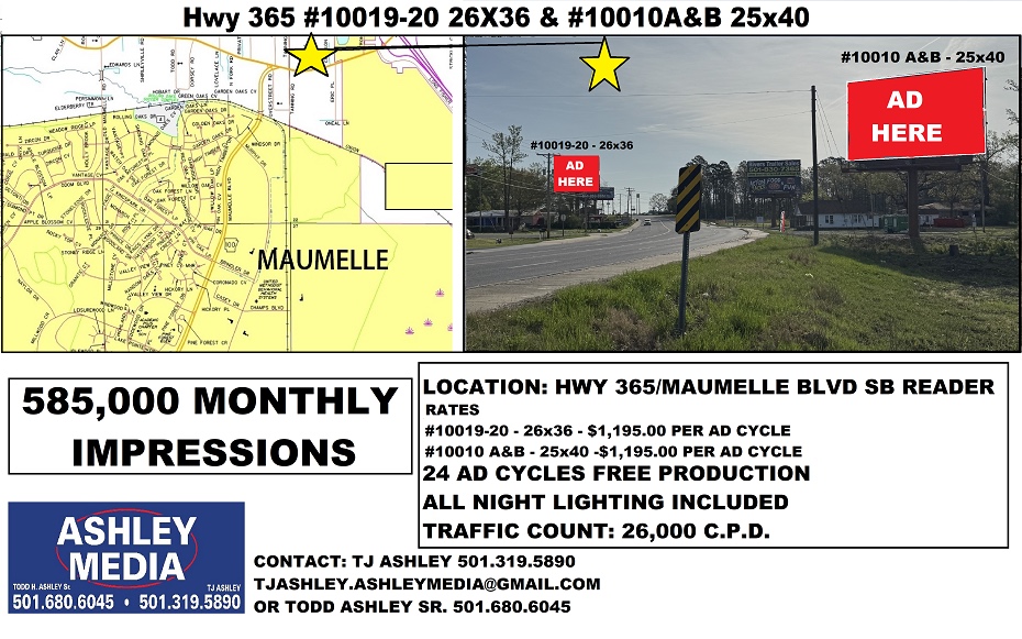 Hwy 365 Maumelle Blvd southbound reader boards
